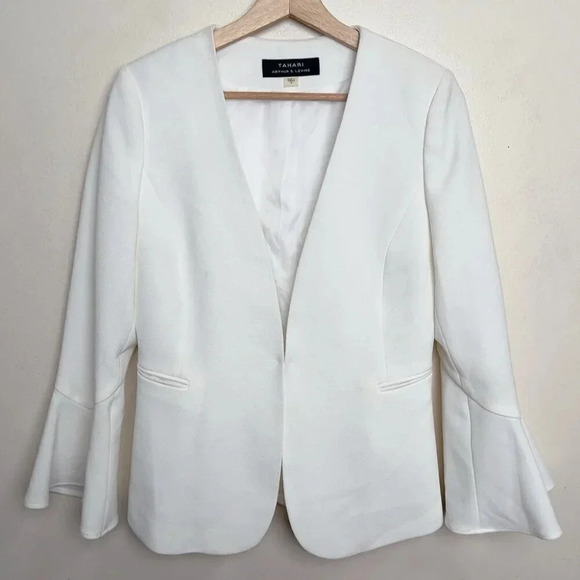 Tahari ASL Womens 4 Bell Sleeve  White Career Blazer - Picture 4 of 15